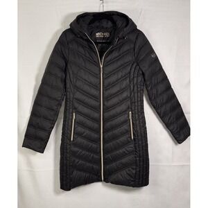 Michael Kors Women's Black Packable Down Puffer Jacket Hooded Small